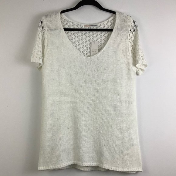 Today's Designer Tops - NWT Today's Designer Knit Crochet Top in White